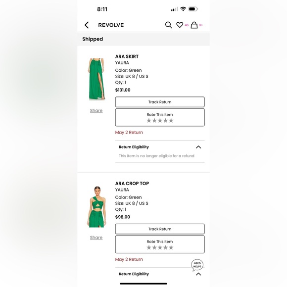 Gorgeous green crop top and long skirt set. - Picture 4 of 7